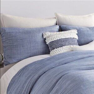 DKNY City Pleat Blue King Pillow Sham Cover NEW NWT